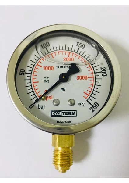 Manometre Çap 63 / 0...250/315/400 Bar - Gliserinli Basınç Ölçer, Basınç Göstergesi 1/4