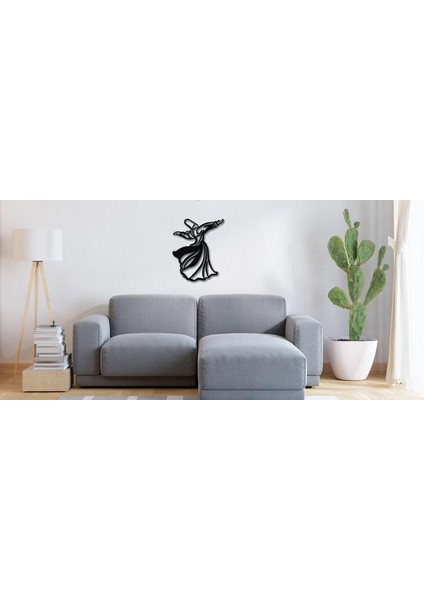 Dekoratif Siyah Mdf Ahşap Semazen Duvar Tablo 35X30