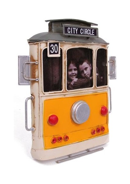 Dekoratif Metal Çerçeve Tramvay Temalı Vintage