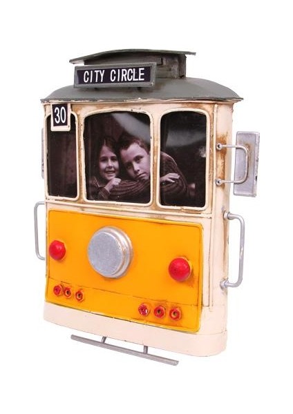 Dekoratif Metal Çerçeve Tramvay Temalı Vintage