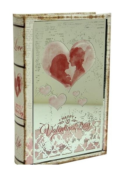Kutu Kitap Aynalı Valentine Dekoratif