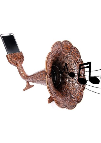 Gramofon Hunisi Zamak Bakır Dekoratif