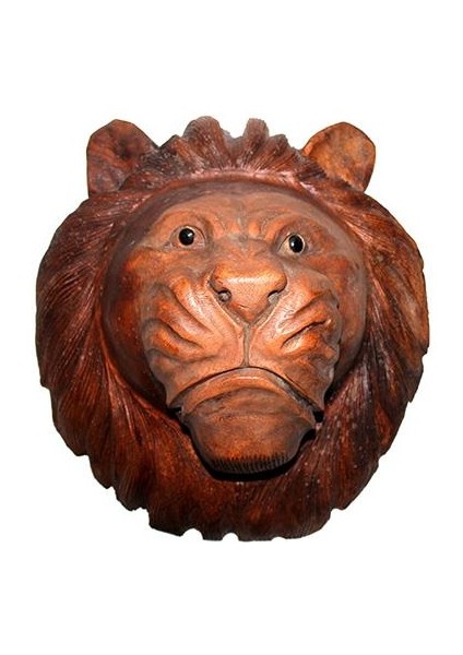 Dekoratif 40CM Ahşap Aslan Kafası