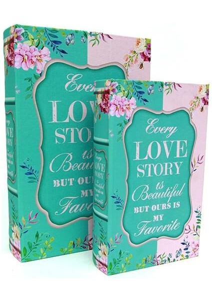 Kutu Kitap Love Story 2'li Set Kitap Kutusu Dekoratif