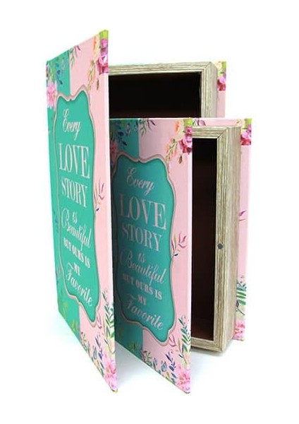 Kutu Kitap Love Story 2'li Set Kitap Kutusu Dekoratif