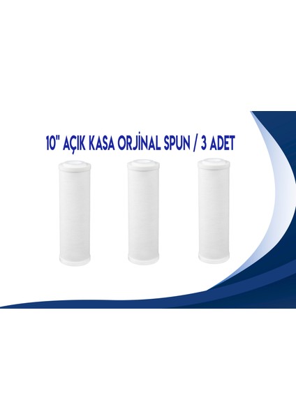 3 Adet 10inç Kapaklı Endikaplı Spun Açık Kasa Su Arıtma Cihazı