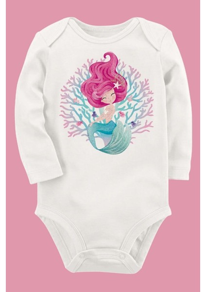 Organik Baskılı Pamuklu Unisex Bebek Body UZUNKOLE116