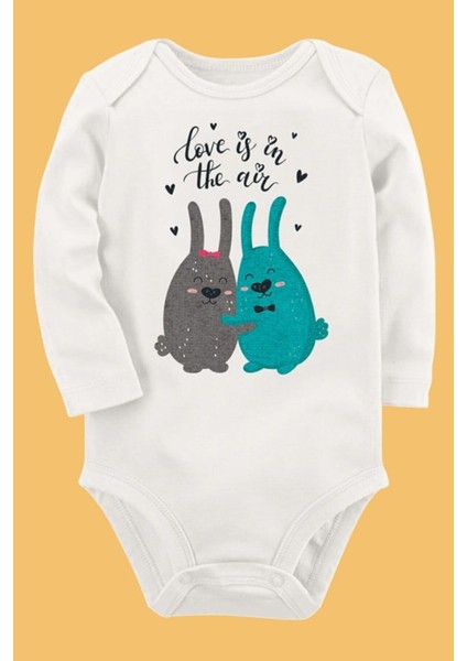 Organik Baskılı Pamuklu Unisex Bebek Body UZUNE192