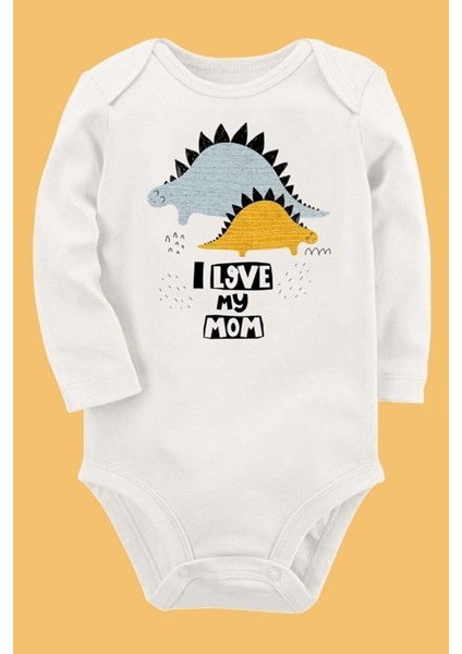 Organik Baskılı Pamuklu Unisex Bebek Body UZUNE277