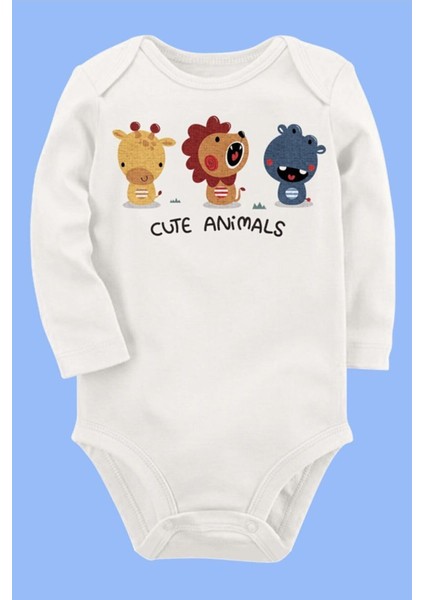 Organik Baskılı Pamuklu Unisex Bebek Body UZUNKOLE80