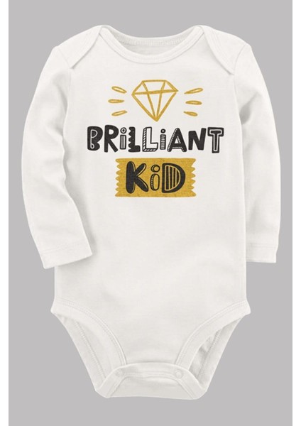 Organik Baskılı Pamuklu Unisex Bebek Body UZUNE272