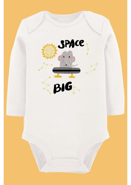 Organik Baskılı Pamuklu Unisex Bebek Body UZUNKOLE102