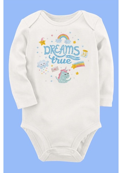 Organik Baskılı Pamuklu Unisex Bebek Body UZUNKOLE49