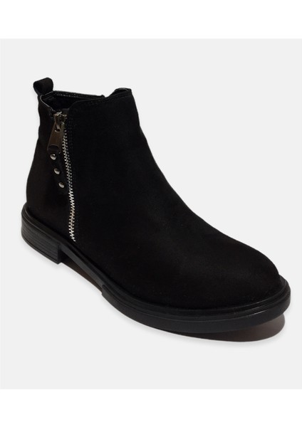 Kadın Siyah Çift Fermuarlı Nubuk Bot fiyatları
