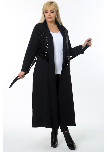 Cepli Kemerli Pul Detaylı Tam Boy Uzun Cool Hırka modelleri