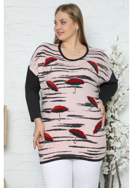 Şemsiye Desenli Taş Işlemeli Uzun Kollu Tunik modelleri