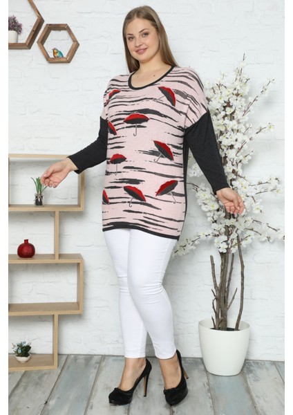 Şemsiye Desenli Taş Işlemeli Uzun Kollu Tunik indirimleri