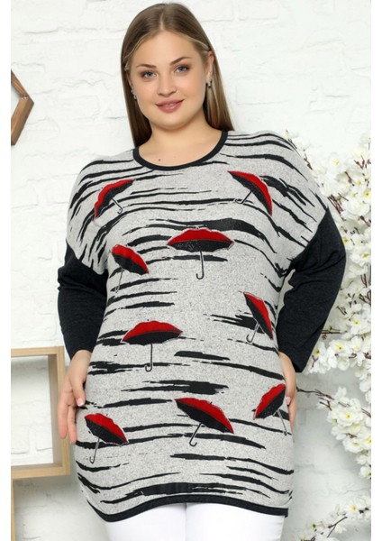 Özel Tasarım Taş Işlemeli Düşük Omuz Uzun Kol Şemsiye Desen Bluz modelleri