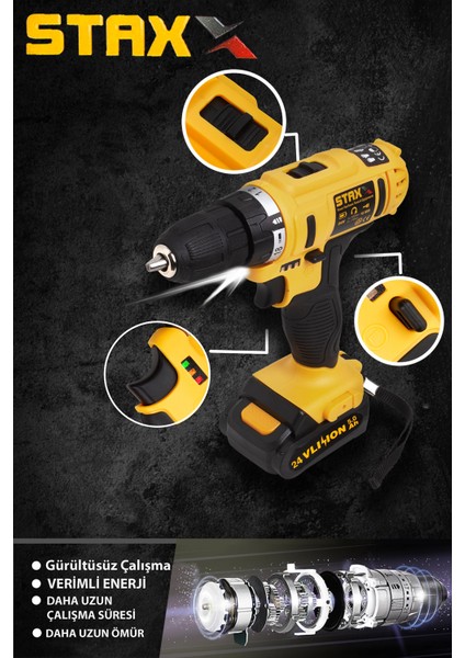 Multi Speed BL2401 24V Çift Akülü Şarjlı Vidalama Matkap Seti + 5 Ad Titanyum Uç fiyatları