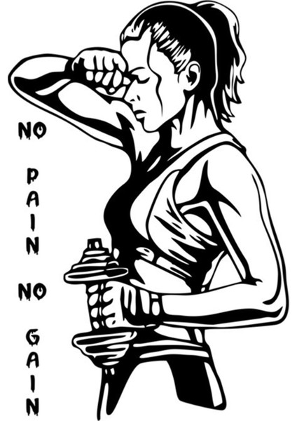 Siyah - No Pain No Gain Fitness Spor Salonu Duvar Sticker MELK18249060S