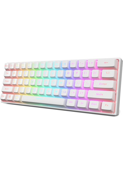 ay MK61 Kablolu Mekanik Klavye Gateron Optik Anahtar Puding Keycaps Rgb 61 Tuşlar Hot Swap Oyun Klavyesi Yeni Versiyon - Beyaz-Sarı Anahtar (Yurt Dışından)