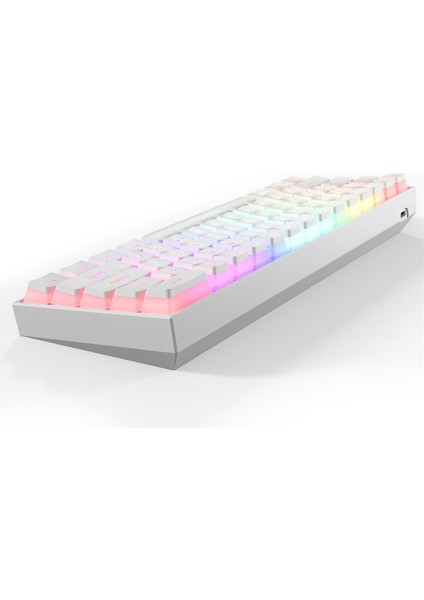 ay MK61 Kablolu Mekanik Klavye Gateron Optik Anahtar Puding Keycaps Rgb 61 Tuşlar Hot Swap Oyun Klavyesi Yeni Versiyon - Beyaz-Sarı Anahtar (Yurt Dışından) fiyatları