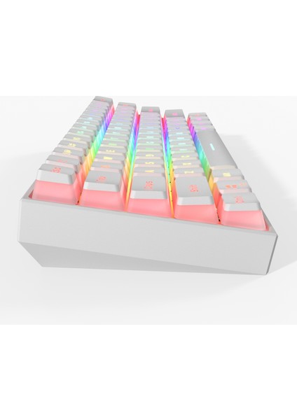 ay MK61 Kablolu Mekanik Klavye Gateron Optik Anahtar Puding Keycaps Rgb 61 Tuşlar Hot Swap Oyun Klavyesi Yeni Versiyon - Beyaz-Sarı Anahtar (Yurt Dışından) indirimleri