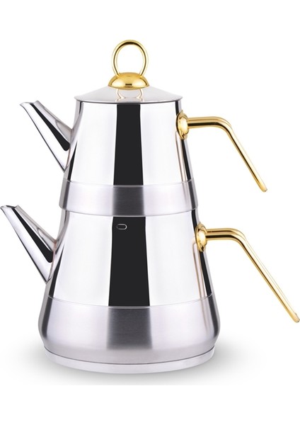 Piramit Orta Çaydanlık Altın Kulp