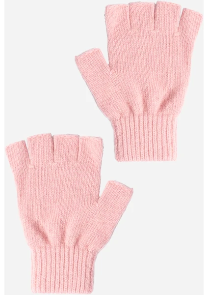 Pink Bear Klasik Angora Yünlü Unisex Yarım Parmak Eldiven