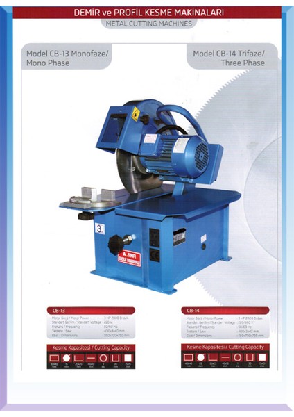 Cb 13 3 Hp Motorlu Monofaze 400340 Testereli Sehpa Tipi 566