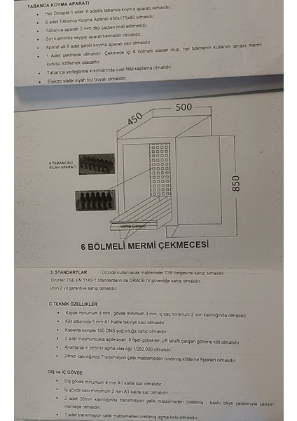6 Bölmeli Para Mermi Çekmecesi Kasası 6 Adet Şarjör Koyma