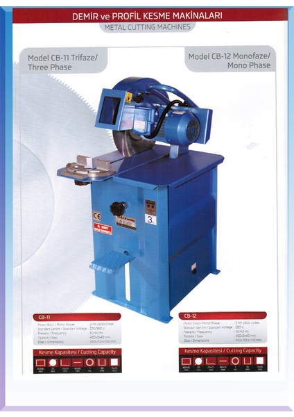 CD 11 12 3 Hp Motorlu Monofaze 400340 Testereli Ayaklı Tipi