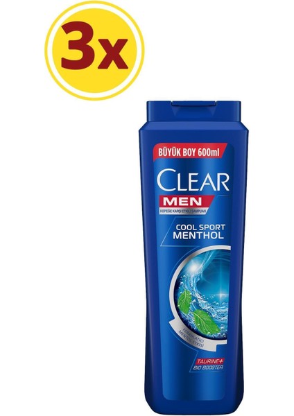 Men Cool Sport Menthol Şampuan 600 ml x 3