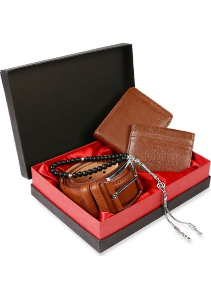 Erkek Cüzdan Kemer Kartlık Tesbih Hediye Seti