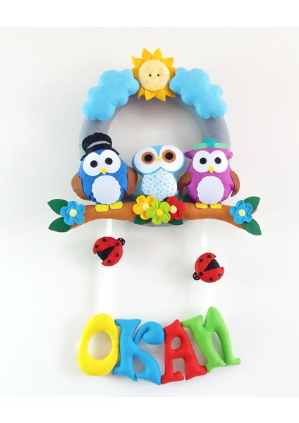 Okan Isimli Baykuş Bebek Odası Kapı Süsü