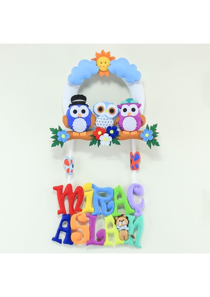 Miraç Aslan Isimli Baykuş Bebek Odası Kapı Süsü