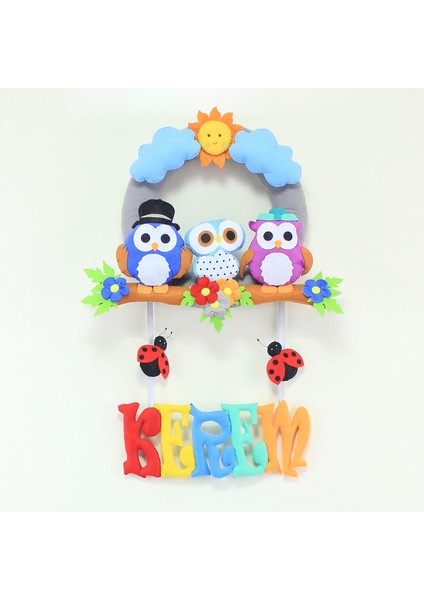 Kerem Isimli Baykuş Bebek Odası Kapı Süsü