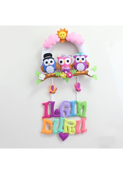 Ilgın Duru Isimli Baykuş Bebek Odası Kapı Süsü