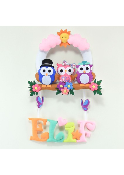 Elif Isimli Baykuş Bebek Odası Kapı Süsü