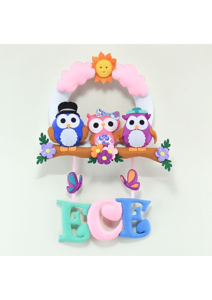 Ece Isimli Baykuş Bebek Odası Kapı Süsü