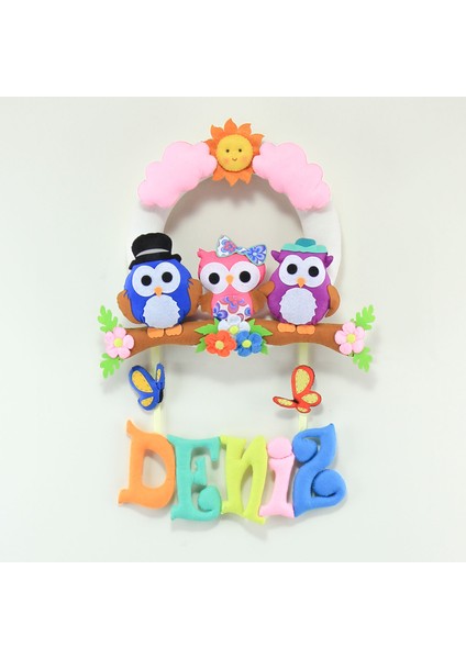 Deniz Isimli Baykuş Bebek Odası Kapı Süsü
