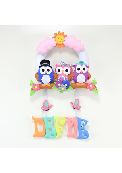 Defne Isimli Baykuş Kız Bebek Odası Kapı Süsü