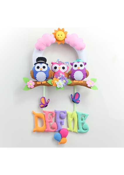 Defne Isimli Baykuş Bebek Odası Kapı Süsü