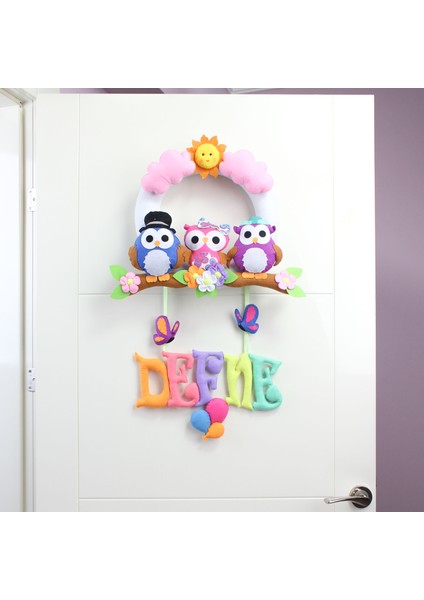 Defne Isimli Baykuş Bebek Odası Kapı Süsü fiyatları