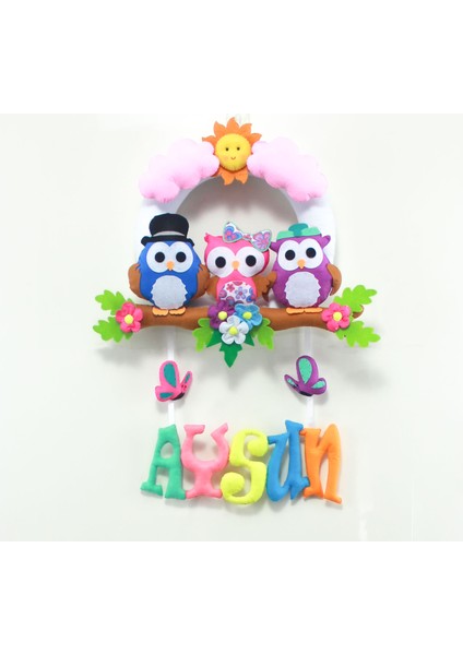 Aysun Isimli Baykuş Bebek Odası Kapı Süsü