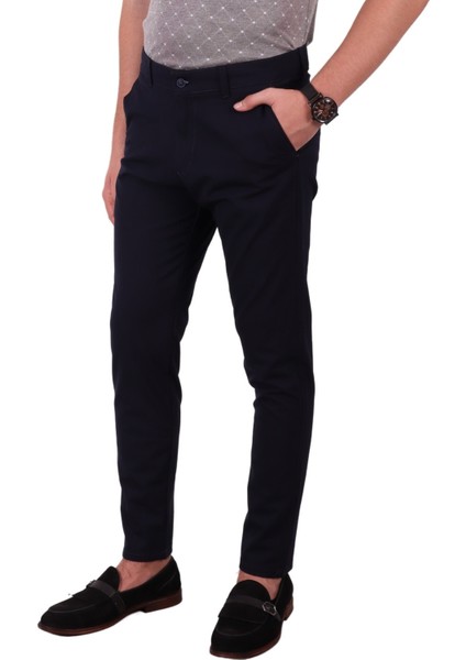 Lacivert Slim Fit Erkek Keten Pantolon P21001