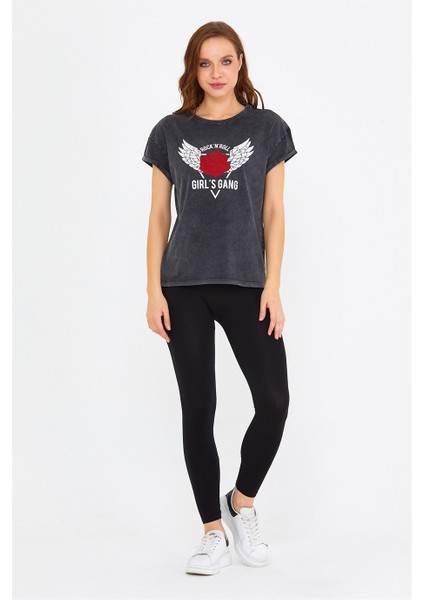 Parça Boyalı Kadın T-Shirt