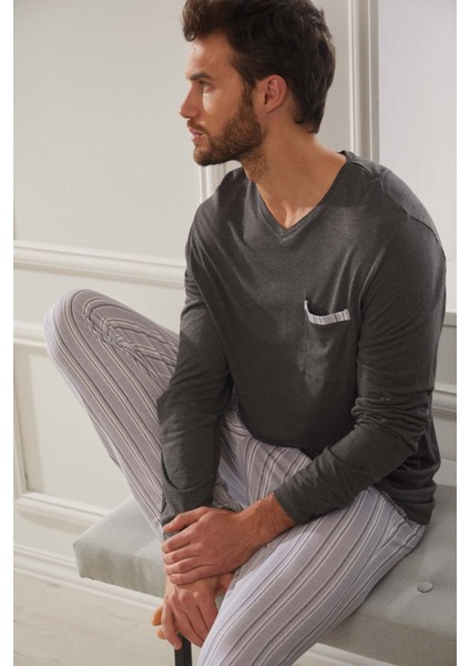 Erkek Gri Pijama Takımı 55330