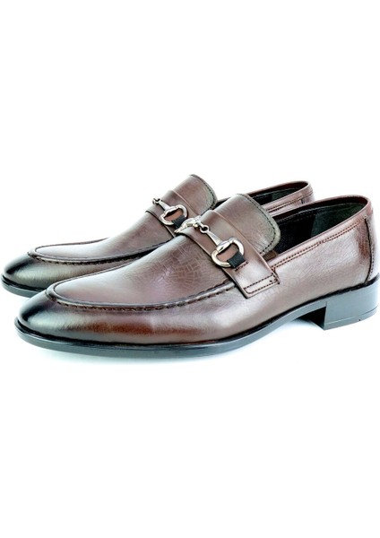 Hakiki Deri Bağcıksız Kahverengi Erkek Ayakkabı modelleri