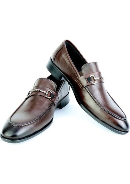 Hakiki Deri Bağcıksız Kahverengi Erkek Ayakkabı fırsatları